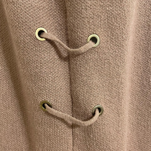 LUII Brown Knit Sleeveless Hoodie Sweater Long Duster Cardi Medium - Picture 4 of 11